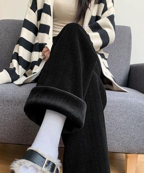 裏起毛ワイドパンツ あったかニットパンツ 送料無料 即日発送-2