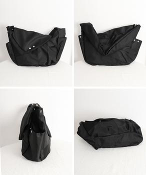 ショルダーバッグ A4大容量 ナイロン黒　ブラック 送料無料 即日発送-7