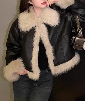 ショートフェイクムートンジャケット 送料無料 即日発送-4