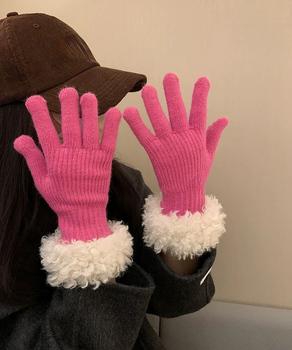 スマホ対応手袋 暖かい ボア袖グローブ冬 送料無料 即日発送-7