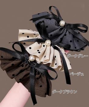 ドット柄 フリルリボン ヘアクリップ上品 送料無料 即日発送-1