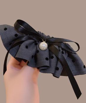 ドット柄 フリルリボン ヘアクリップ上品 送料無料 即日発送-7