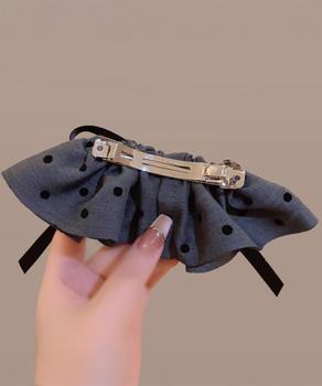 ドット柄 フリルリボン ヘアクリップ上品 送料無料 即日発送-8
