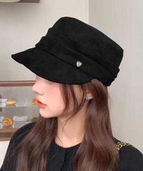 ワンポイントキャスケット スエード調帽子 送料無料 即日発送-2