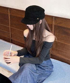 ワンポイントキャスケット スエード調帽子 送料無料 即日発送-3