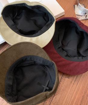 ワンポイントキャスケット スエード調帽子 送料無料 即日発送-8