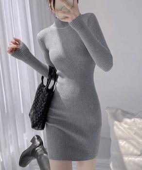 ニットワンピース 長袖 タイトワンピース 送料無料 即日発送-5