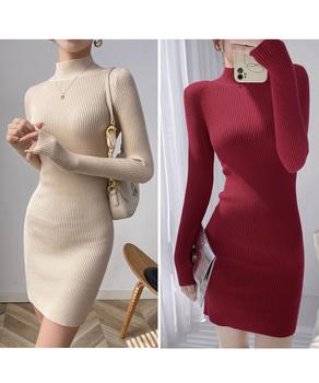 ニットワンピース 長袖 タイトワンピース 送料無料 即日発送-6