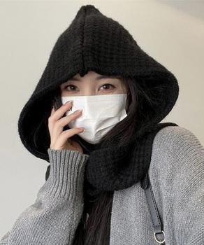 フード付きニットマフラー バラクラバ 送料無料 即日発送-2