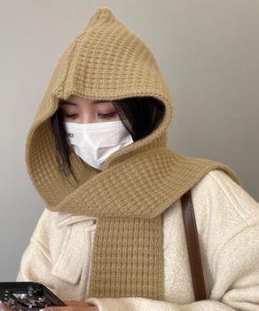 フード付きニットマフラー バラクラバ 送料無料 即日発送-5