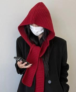 フード付きニットマフラー バラクラバ 送料無料 即日発送-8