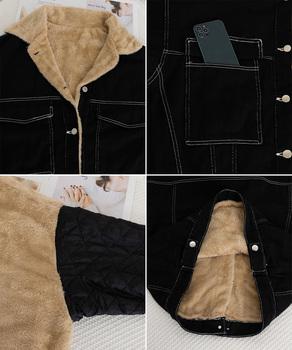 裏ファーデニムジャケットステッチブルゾン　ブラック 送料無料 即日発送-9