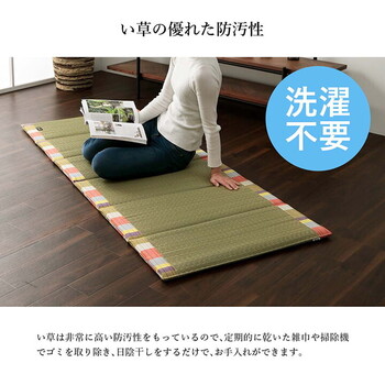 日本製 い草 約70×180cm　い草マット マット ごろ寝マット フリーマット クッション性 和風柄 いろは6つ折りマット 送料無料-7