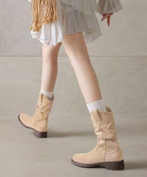 ウエスタンブーツ ミドルブーツ 春秋冬靴 送料無料 即日発送-4