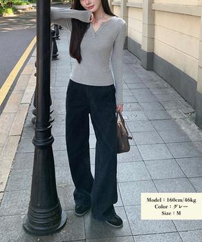 長袖Tシャツ レディース Vネック 無地 送料無料 即日発送-7