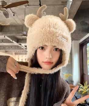 ニット帽 鹿角 くま耳 レディース 秋冬 送料無料 即日発送-2