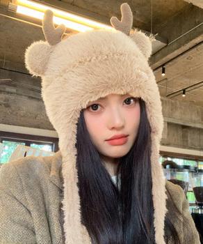 ニット帽 鹿角 くま耳 レディース 秋冬 送料無料 即日発送-3