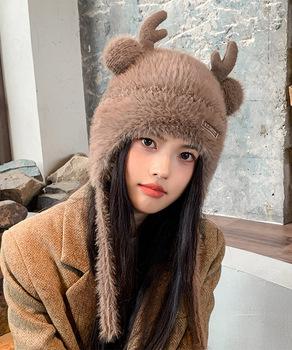 ニット帽 鹿角 くま耳 レディース 秋冬 送料無料 即日発送-4