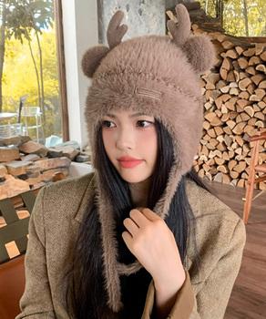 ニット帽 鹿角 くま耳 レディース 秋冬 送料無料 即日発送-5