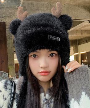 ニット帽 鹿角 くま耳 レディース 秋冬 送料無料 即日発送-6