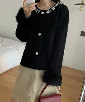 モヘアニットカーディガンファージャケット 送料無料 即日発送-2