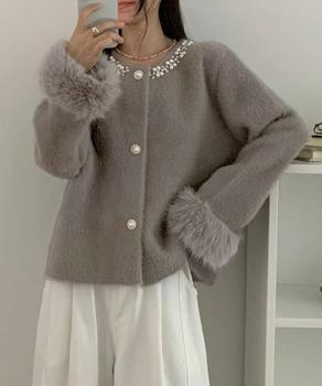 モヘアニットカーディガンファージャケット 送料無料 即日発送-5