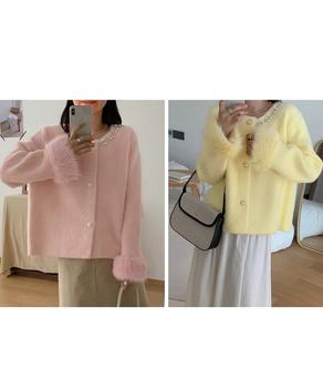 モヘアニットカーディガンファージャケット 送料無料 即日発送-7