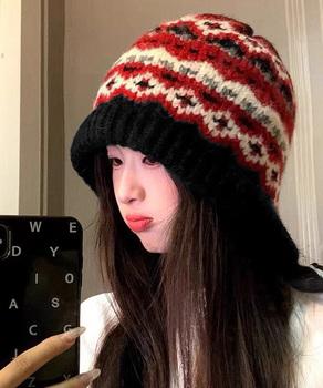ノルディック柄ニット帽無地ニットキャップ 送料無料 即日発送-6
