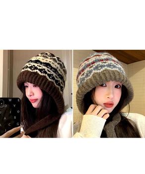 ノルディック柄ニット帽無地ニットキャップ 送料無料 即日発送-8