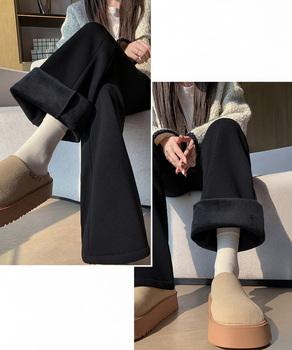 スウェットパンツ 裏起毛フレアパンツ美脚 送料無料 即日発送-3