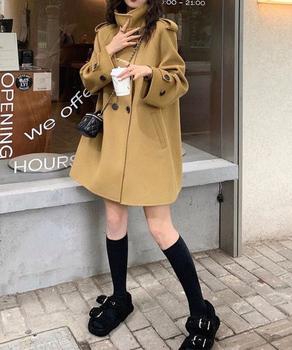 ダブルブレストトレンチコートミディアム丈 送料無料 即日発送-4