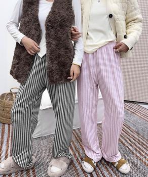 ギンガムチェック ルームパンツ表裏微起毛 送料無料 即日発送-6