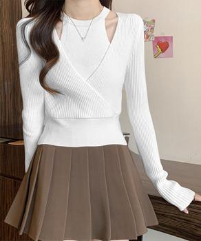 ニットトップス 長袖 レイヤード風 秋冬 送料無料 即日発送-3