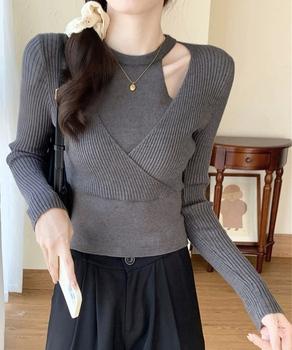 ニットトップス 長袖 レイヤード風 秋冬 送料無料 即日発送-6