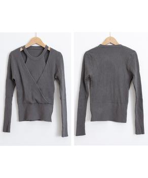 ニットトップス 長袖 レイヤード風 秋冬 送料無料 即日発送-8