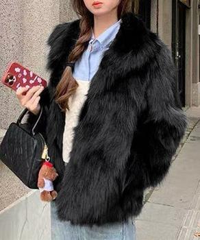 ふわふわフェイクファージャケットビッグ襟 送料無料 即日発送-2