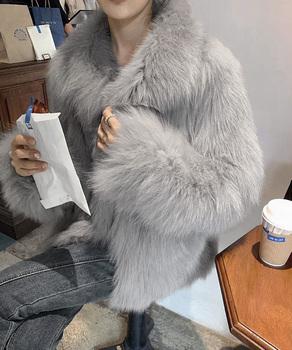 ふわふわフェイクファージャケットビッグ襟 送料無料 即日発送-5