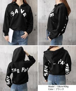 フード付きパーカーハーフジップフーディー 送料無料 即日発送-7