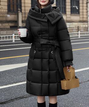 フード付き フェイクダウンコードロング丈 送料無料 即日発送-2