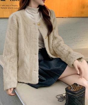 ノーカラーファージャケットゴールドボタン 送料無料 即日発送-6