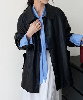 エコレザーロングジャケット アウター 送料無料 即日発送-2