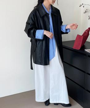 エコレザーロングジャケット アウター 送料無料 即日発送-4