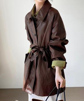 エコレザーロングジャケット アウター 送料無料 即日発送-5