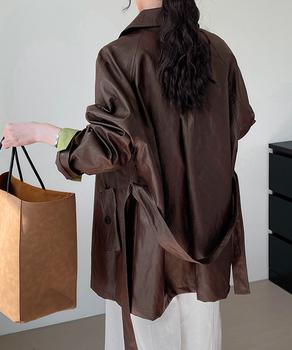 エコレザーロングジャケット アウター 送料無料 即日発送-7