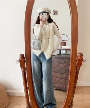 ふわふわファーベストVネックニットベスト 送料無料 即日発送-3