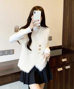 ふわふわファーベストVネックニットベスト 送料無料 即日発送-5