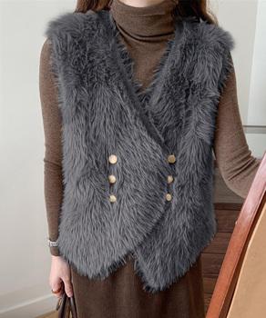 ふわふわファーベストVネックニットベスト 送料無料 即日発送-7