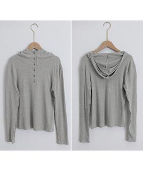 フード付きリブカットソーレディース長袖T 送料無料 即日発送-8