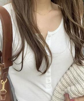 ハーフボタンカットソー長袖タイトTシャツ レディースヘンリーネックプルオーバー シンプル細見えTシャツ 送料無料 即日発送-5