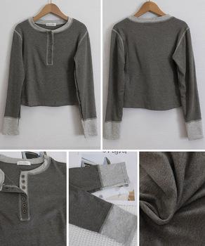 配色ヘンリーシャツハーフボタンカットソー 送料無料 即日発送-9